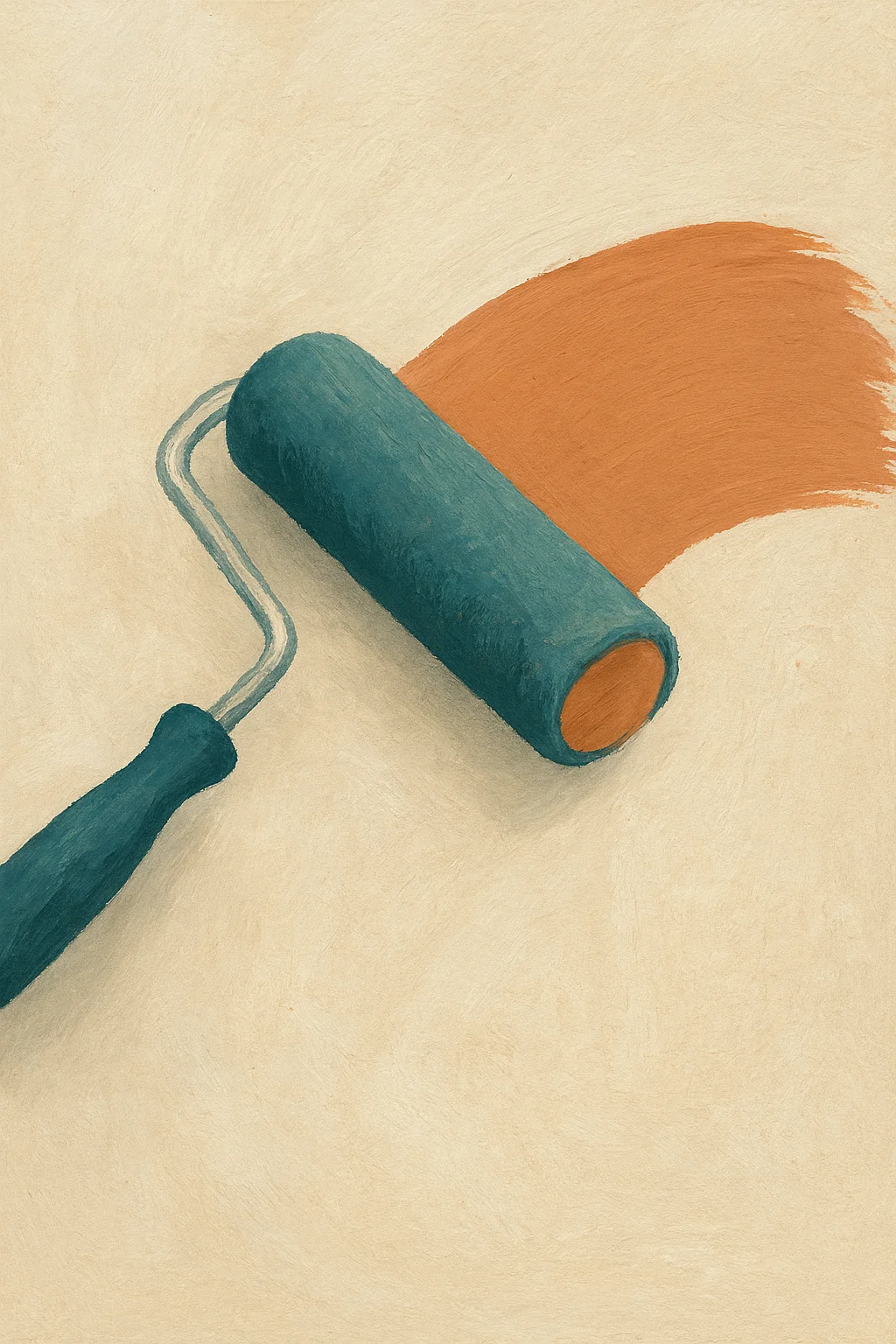 Illustration d’un rouleau appliquant une peinture à la chaux sur un mur